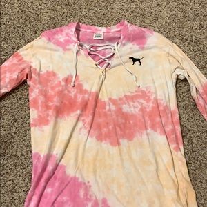 A pink tye dye pink Victorious secret long sleeve